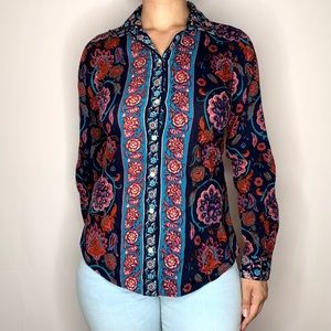 Lucky Brand Floral Print Button Down Shirt | Size Small